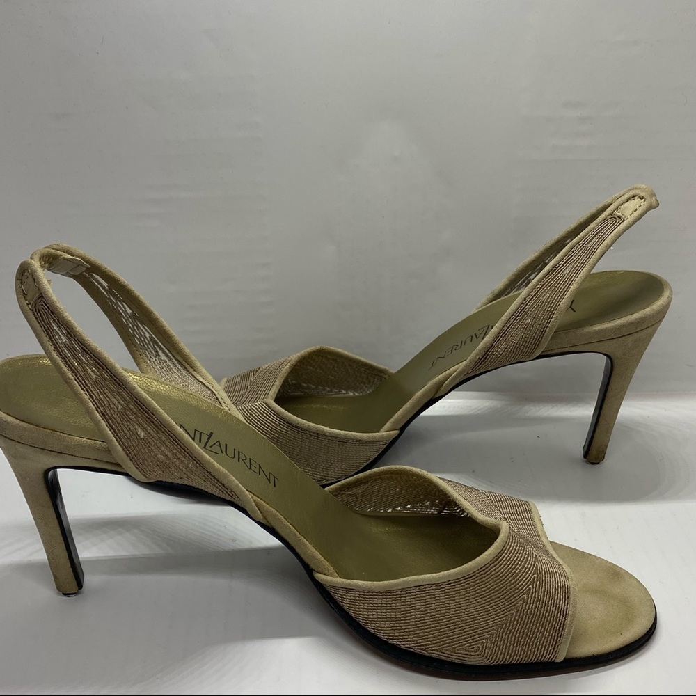 Yves Saint Laurent mesh gold heels 8.5 slingback - Picture 12 of 13